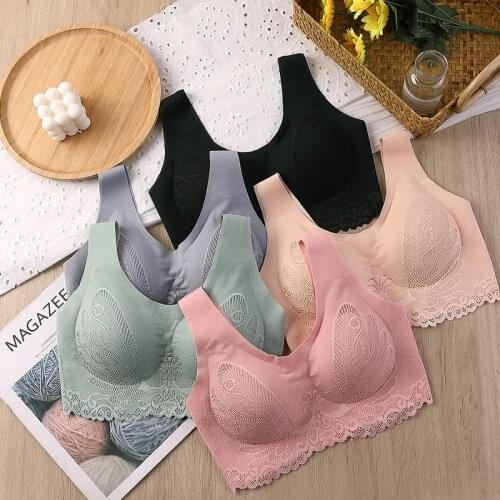 Natural Latex Bras Seamless Women’s Bra Underwear Plus Size Lingerie Push Up Bralette With Pad Vest Top Bra Sexy Lace Brassiere