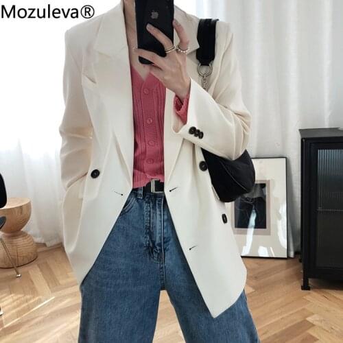 Mozuleva Office Ladies Loose Blazer Suit 2021 Stylish Single Breasted Female Oversized Suit Jacket Women Full Sleeve Outwear
