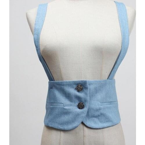 Womens runway fashion denim Cummerbunds female Dress Corsets Waistband Belts decoration wide belt R1162