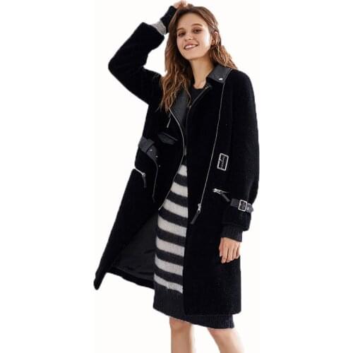 Fur Shearling Sheep Wool Jacket Real Fur Coat Winter Jacket Women Clothes Korean Elegant Slim Long Coat Abrigo Mujer ZT558
