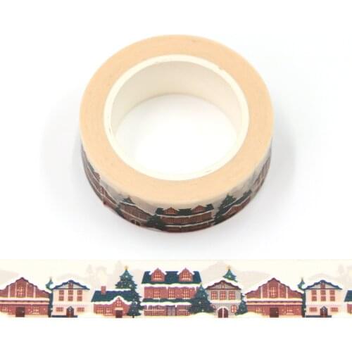 1PC 15mm x 10m Christmas Snow House Washi Tape Scrapbook Paper Masking Adhesive Merry Christmas washi tape