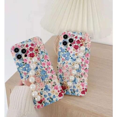 100piece For iPhone 7 7plus 8 8pLUS 11 12 Mini Pro X XR XS Max Luxury Flower Pearl Chain Bracelet Soft Phone Case Cover