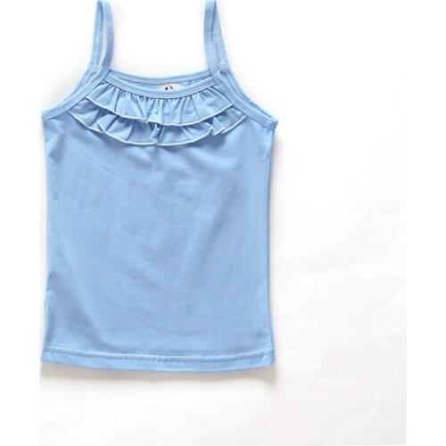 2017 HS001Size100~140 2~7years kids tops tees children summer t-shirts for child candy solid colors t shirts girls vest sophie