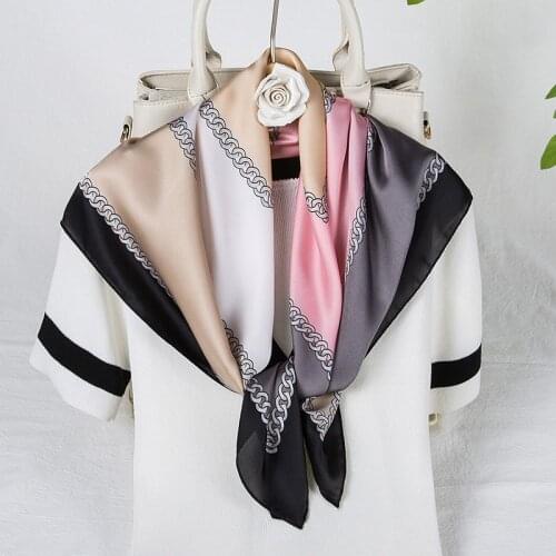 2021 Square Silk Scarf Women Fashion Lady Bandana Print Shawl and Wraps Neckerchief Hairband Foulard Head Band Design New Summer