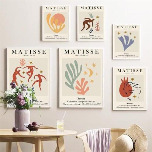 Abstract Matisse Body Face Coral Leaf Sun Nordic Posters And Prints Wall Art Canvas Painting Wall Pictures For Living Room Decor