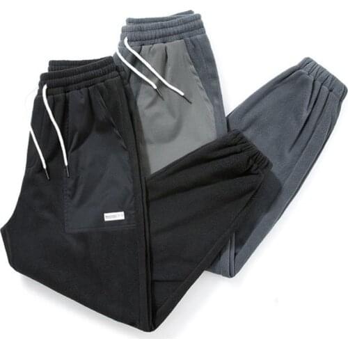 Casual Pants Men 2021 Autumn Winter Polar Fleece Sweatpants Leisure Streetwear Warm Outdoor Comfort Jogging Trousers Plus Size