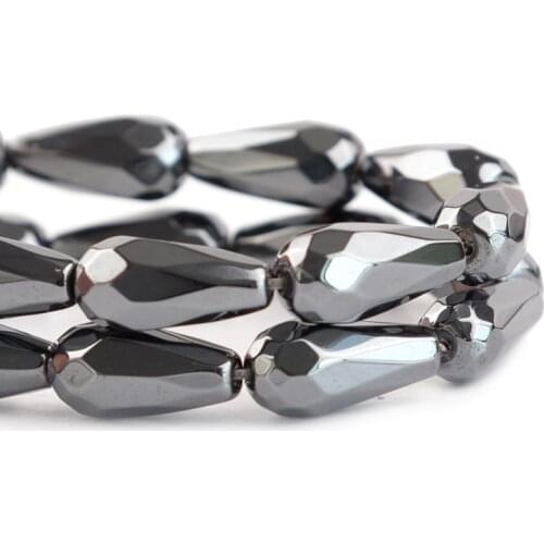 Drop-shaped Black Gallstone Cut Surface Loose Beads Hematite Magnet Beads for DIY Jewelry Accessories Necklace Bracelet