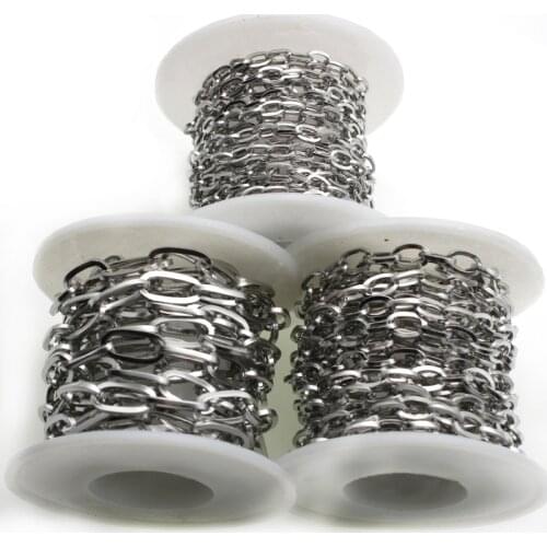 3 Meter No fade Stainless Steel Rolo Cable Chains Bulk Flat Wire Chic Chain Fit Necklace Bracelet DIY Jewelry Making Supplies