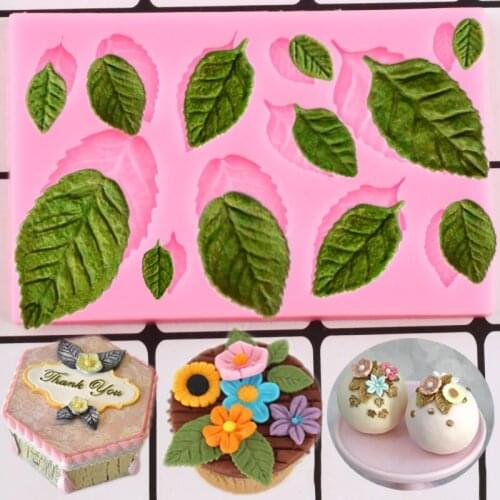 Rose Flower Leaves Silicone Mold Cupcake Topper Fondant Moulds Wedding Cake Decorating Tools Candy Clay Chocolate Gumpaste Mould