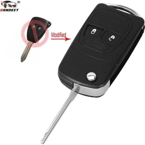 DANDKEY Remote Folding Key Flip Shell Case For Chrysler For Jeep Compass For Dodge Wrangler Patriot Replacement With Left Blade