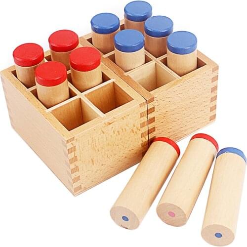 Baby Toy Montessori Sound Boxes for Early Childhood Education Preschool Training Learning Toys 2 Boxes with 12 Wooden Cylinders