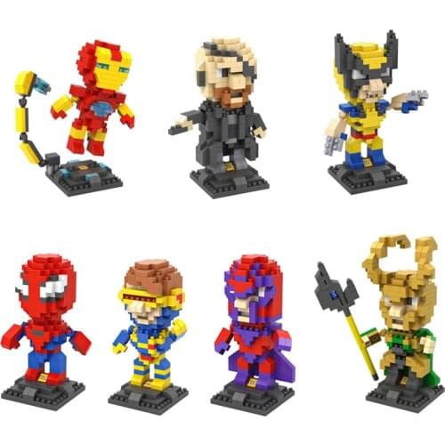 Disney marvel super avenger micro diamond block ironman spiderman Wolverine LOKI Cyclops Nick Fury brick toy Magneto nanobrick