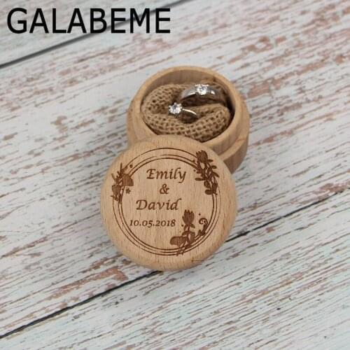 Galabeme Personalized Rustic Wedding Ring Bearer Box Custom Names and Date Engrave Wood Wedding Ring Box wedding decoration