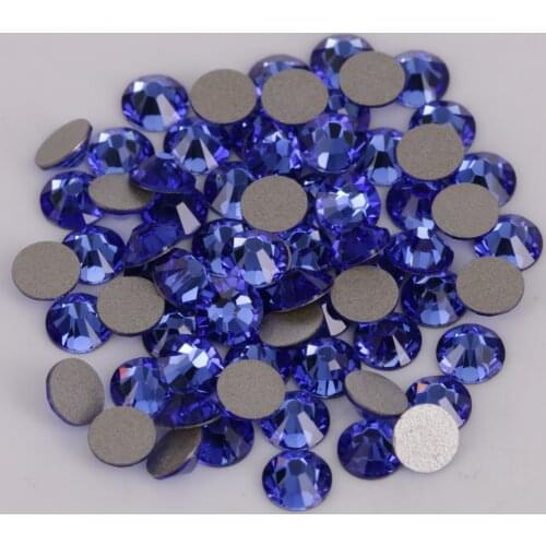 Good Quality ss3-ss34 Sapphire Flat Back Nail Art Glue On Non Hot Fix Rhinestones