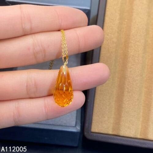 KJJEAXCMY Fine Jewelry 925 Sterling Silver inlaid Citrine Female Pendant Necklace fashion hot selling