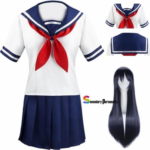Yandere Simulator Ayano Aishi Cosplay Costumes School Uniform JK Uniform Short Sleeve Top Skirt Bow Tie Full Sets Women Girls