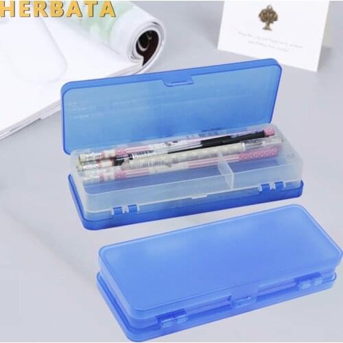 Multifunctional double-sided pencil case translucent frosted pencil case student storage plastic stationery box