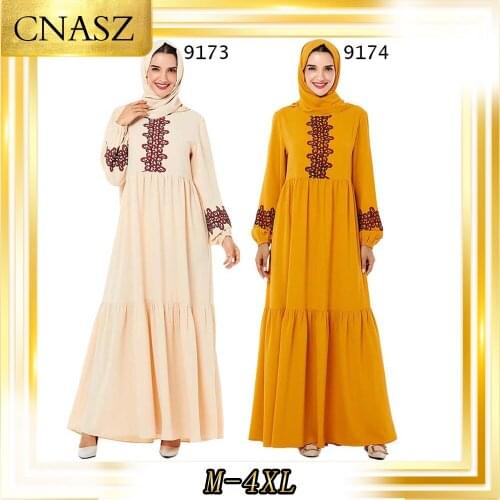 Muslim Dress Women Fashion Large Size Autumn Womens Dignified Embroidery Musulman Robe Casual Big Sing Muslim dress