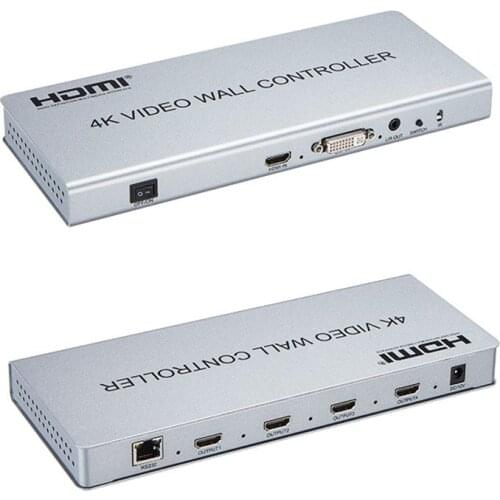 4K DVI HDMI 2x2 Video Wall Controller TV Wall Processor DVI HDMI 2x2 1x2 1x4 Display Multi-screen splicing processor With RS232