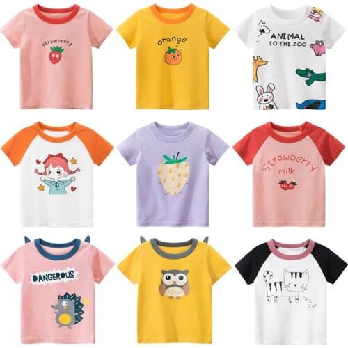 Boys and girls short sleeve cotton T-shirt 2020 summer new childrens clothing girls top baby clothing 2-13 years old