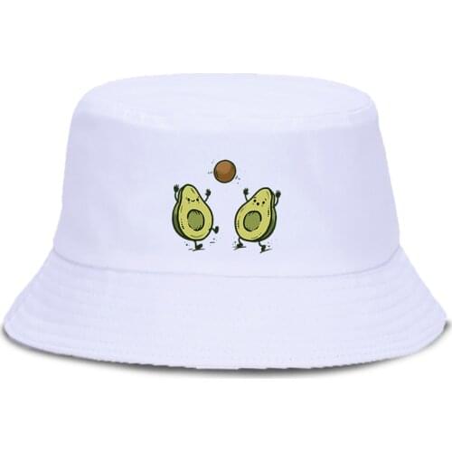 Cartoon Avocado Kawaii Men and Women In The Leisure Fashion Fisherman Hat Panama White Hat Bucket Hat Hip Hop Fishing Hats