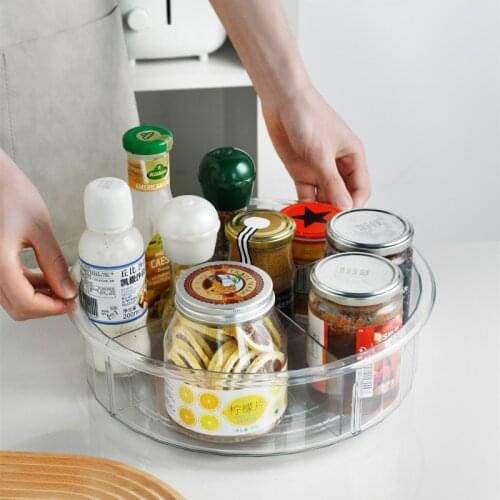 360 Rotating Storage Tray Kitchen Spice Jar Food Snack Tray Home Seasoning Spice Racks For Cabinet Storage Kitchen Organizer