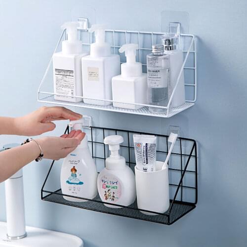 Wrought Iron Kitchen Shelf Free Punching Toilet Supplies Daquan Household Wall-Mounted Toilet Storage Rack