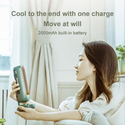 Retro Double-leaf Tower Fan Office Desktop Fan Vertical Portable Charging USB Small Fan - Pink (built-in Battery 2000mAh) New