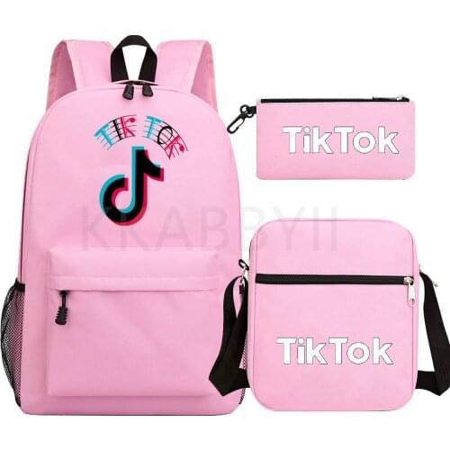 TIK TOK 3pcs/Set Backpack Fashion Shoulder Bags Cute 3D Cartoon Print Schoolbag Mochilas Students School Backpack