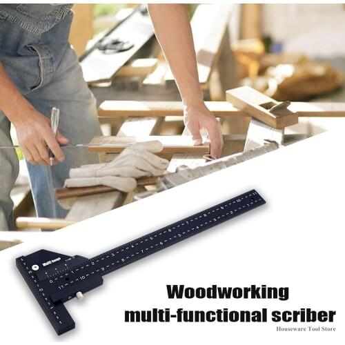 T-shaped Marking Ruler Multifunction Woodworking Marking Tool DIY High-precision T Type Woodworking Gauge Carpenter Rulers Black