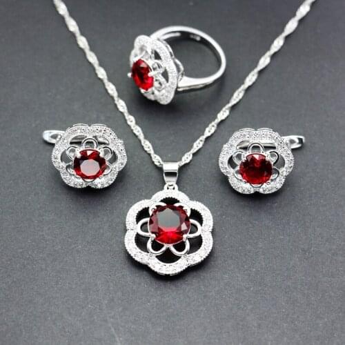 July 9 Colors Rose Silver 925 Jewlry For Women Hoop Earrings Ring Necklace Bridal Jewelry Drop Shipping T63