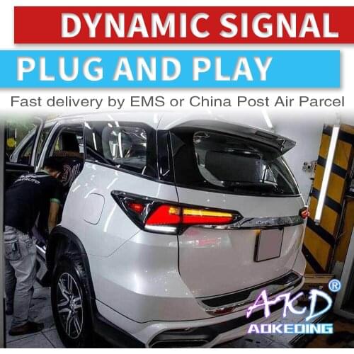 AKD tuning cars Tail lights For Toyota Fortuner 2017-2019 Taillights LED DRL Running lights Fog lights dynamic signal light