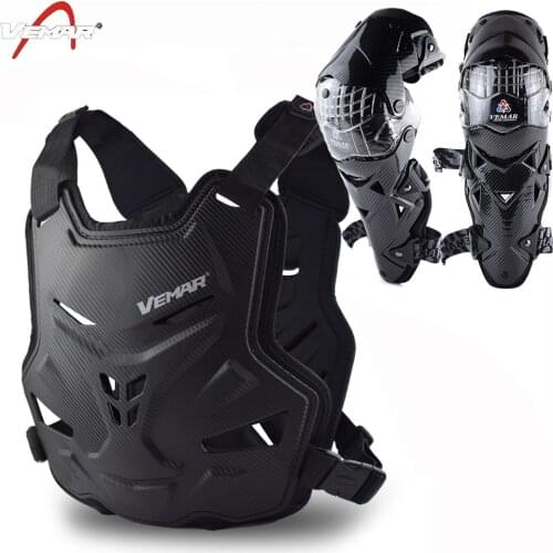 Vemar Motorcycle Body Armor Motocross Moto Armor Vest Back Chest Protector+Knee Pads Off-Road MTB Bike Protective Gear Anti-Drop