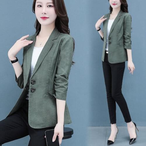 Female Blazer Feminino Plus Size 3XL Formal Jacket Womens White Blaser Black Cotton Linen Suit Office Ladies Jacke e161