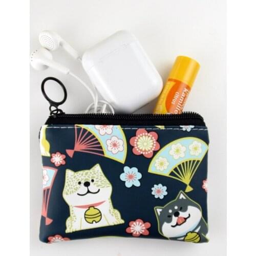 Women Pouch Leather Bag Small Cartoon Zipper Coin Purse Earbuds Card Holder Money Change Key Wallet Kids Lovely Cute Gift