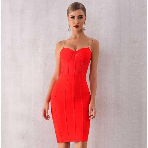Wholesale 2020 New womans dress multiple colour Spaghetti Strap Sexy perspective celebrity cocktail party bandage dress