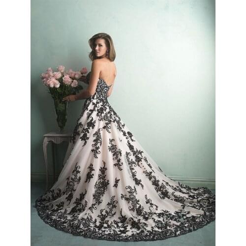 Vestido De Noiva Sweetheart White And Black Ball Gown bridal Gowns Lace Appliqued Robe De Mariage mother of the bride dresses