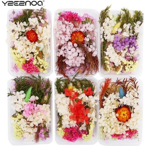 1Box Mix Style Dried Flowers Decoration Natural Floral Sticker 3D Dry Beauty Nail Art Decals Epoxy Mold DIY Filling Jewelry