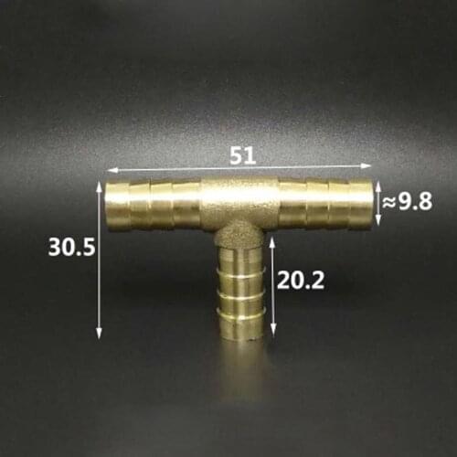10 PCS 10mm Hose Barb Tee 3 Ways Splicer Brass Hosetail Fitting Adapter Coupling Water Fuel