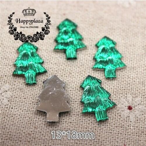 200pcs 13*18mm Christmas Tree Shape Acrylic FlatBack Cabochon Miniature DIY Craft Decoration