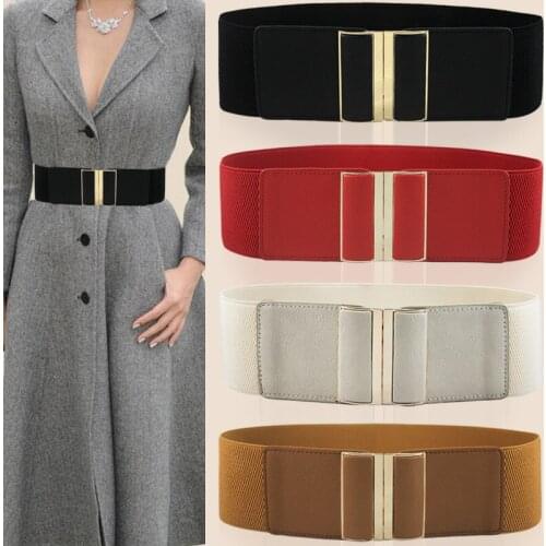 2019 New Fashion Buckle Stretch High Elastic Wide Belt Wide Cummerbund Strap Belt Waist Dress Adornment For Women Flash Sale