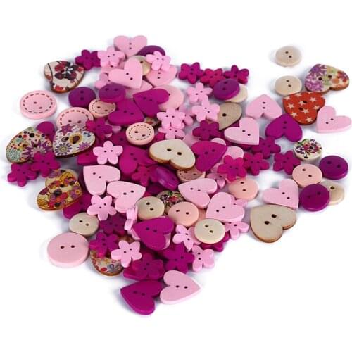 50/100Pcs Mixed Shape 2Hole Wooden Buttons For Scrapbooking Crafts DIY Baby Children Clothing Sewing Accessories Button Decor