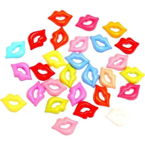 50Pcs Mixed 19mm Acrylic Lips Loops Beads Flatbck Cabochon ScrapbookIng Jewelry Finding Making DIY Accessories