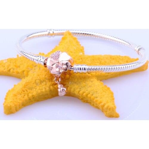 Authentic 925 Sterling Silver Pan Bracelet Rose Gold Snake Bone Chain Ladybug Pendant Bracelet Fit Diy Charm Women Jewelry