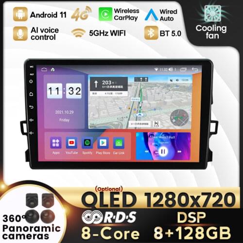 Car Radio Player Android 11 6+128G Navigation GPS For Toyota Auris 2006 2007-2011 car multimedia video player wifi bt 4g