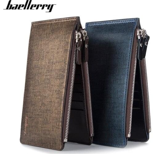Baellerry Large Capacity Card Holder Standard Wallet For Men Brand Casual Style Zipper & Hasp Long Clutch Purse Wallets