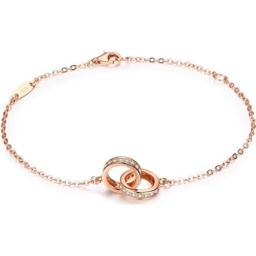 Shining Zircon Round Rose Gold Bracelets For Women Party Accessories Fashion Silver 925 Lady Bracelet Female Birthday Bijou