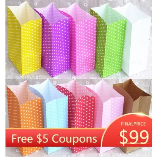 Mini paper bag Stand up Colorful Polka Dot Bags 18x9x6cm Favor Open Top Gift Packing paper Treat gift Bag