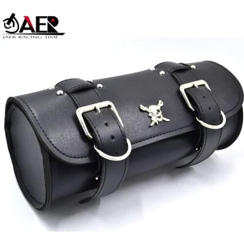 JAER Motorcycle Black Saddlebag Saddle Side Leather Tool Bag Panniers SaddleBag for Harley Kawasaki Honda Yamaha