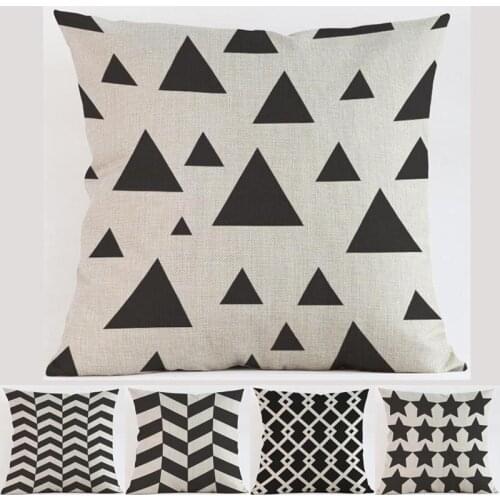 Geometric black linen Star five-pointed star cross stripe slash pillow case Cushion cover Hotel car sofa pillow cushion covers